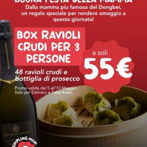 Cena per tre - 48 ravioli crudi a scelta + prosecco o vaporiera